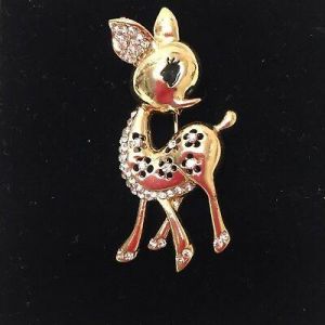 Vintage Jewllery Adorable Rhinestone Bambi/Fawn Figural Brooch Pin