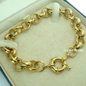 18k gold vacuum plating belcher bolt ring Link  solid bracelet jewllery