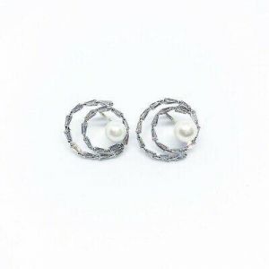 SALE Earrings Stud Pearl Rhinestone Silver Plated Luxury Wedding Jewllery