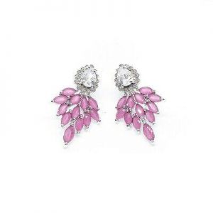 SALE Earrings Stud Purple Crystal Rhinestone Silver Plated Luxury Beach Jewllery