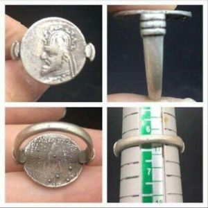 Rare Antique Old Bacrtain Pharties Coin Ancinet Bactrain Jewllery Unique Ring
