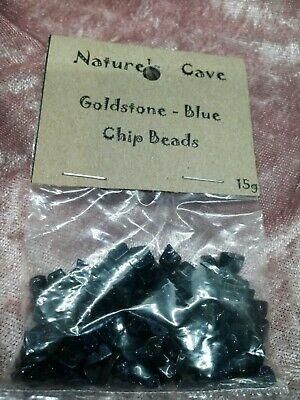 BLUE GOLD STONE(*MAN MADE) TUMBLED CHIP BEADS 15g BAG ~ MAKE YOUR OWN JEWLLERY