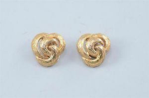 Vintage Costume Jewllery Gold-tone Clip-on Button Earings
