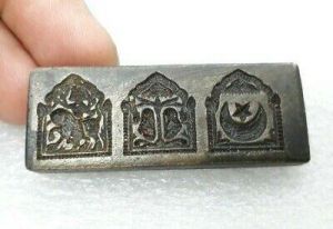 Antique Old Bronze Hand Engraved Jewllery Making Tool Die Stamp Seal Mold 3In1 M