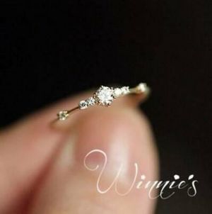 14k Gold 7 Tiny Diamond Ring Exquisite Ladies Wedding Party Ring Women Jewllery