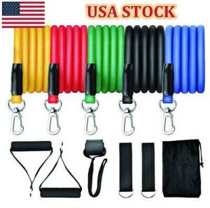 11pcs Resistance Bands Workout Training Fitness Tube Handle Door Anchor