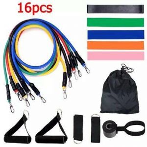 Bargain sales 16pcs Sets Pull Rope Resistance Bands Pilates Rubber Elastic Tube Strength Train