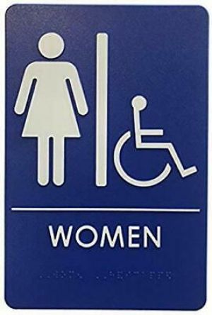 London Health Products Womens Restroom Sign - ADA Compliant - Blue & White - ...