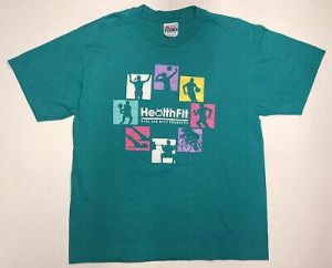 VINTAGE Hanes Health Fit Sara Lee Knit Products Adult Tee T-shirt Men's Large 90