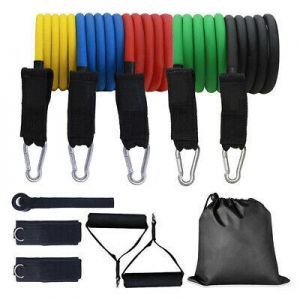 11x Resistance Band TPE Elastic Pull Rope Kit Home Gym Fitness Equipment Tool