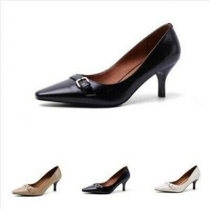 Sexy Women Buckle Decor Comfort Smart OL Office Work Kitten Heel Pumps Shoes L