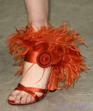 Women Feather Decor Occident Open Toe Shoes Sandals Hollow Out Runway Stylish