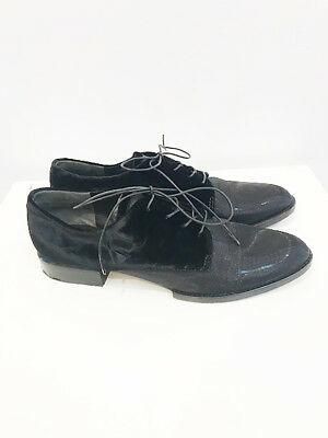 Designer Alexander Wang Size 39 Brogue Style Velvet Leather Black Women's Shoes