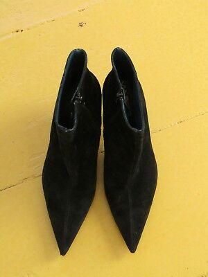 Women's Designer Shoes: Via Spiga Black Suede Ankle Boots, Made in Italy, 6M 