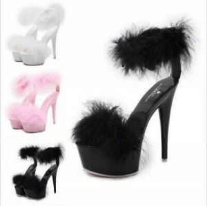 Women Fashion Decor Open Toe Ankle Strap High Heel Sandals Shoes Party Cut Out