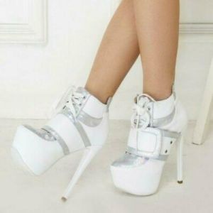 Sexy Women's Sneaker Shoes Platform Stiletto High Heel Lace Up Oxfords Sports OL