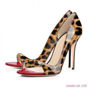 Leopard Women's Pump Shoes Stiletto Heel Multicolor Open Toe Occident Sexy Chic
