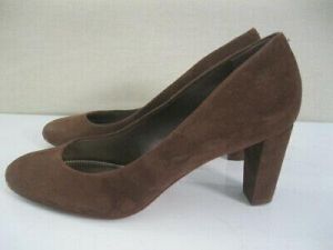Lauren Ralph Lauren HALA designer pumps heels brown suede women shoes 7.5 B
