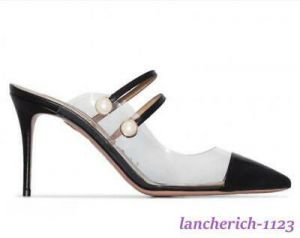 Clear Women's Sandals Shoes Pearl Strap Pointed Toe Slip On Transparent Party SZ