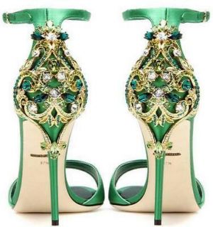 Women's Rhinestones Satin Bridal Shoes High Heel Open Toe Metal Decor Stilettos