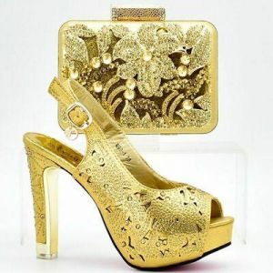 Ladies Shoes And Clutch Bag Rhinestones Crystal Elegant Designed Pumps Accessory