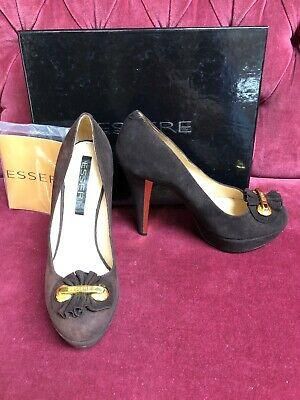 Italian Designer Essere Brown Suede Platform Pumps High Heels Shoes 36 NIB