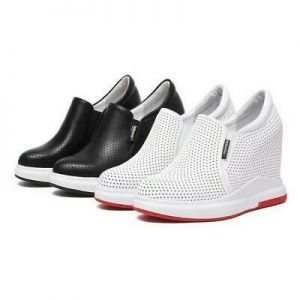 Mesh Women's Leather Creeper Shoes Platform Wedge Heel Sneakers Breathable Chic