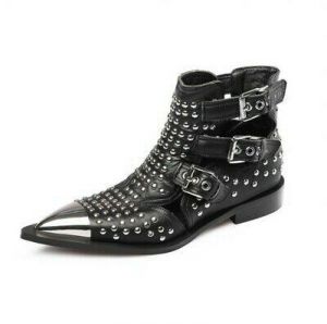 Cut Out Rivet Metal Decor Buckle Strap Low Cuban Heel Pump Womens Shoes Occident