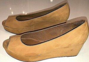 Michael Kors Designer Womens Sz10 Suede Italy Peep Toe Wedge Platform Shoes $189