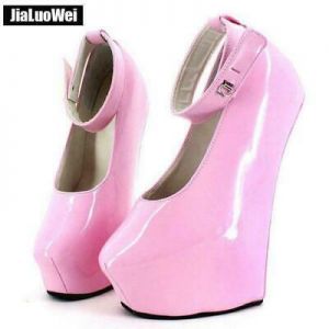 SM Lockable Women's Horseshoe Shoes Ankle Strap Sexy Heelless High Heel Fashion