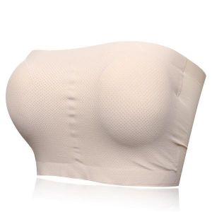 Plus Size Ice Silk Strapless Padded Bralette  Rich Stretch Seamless Bra
