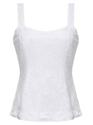 Women Slim Strap Lace Floral Tank Top