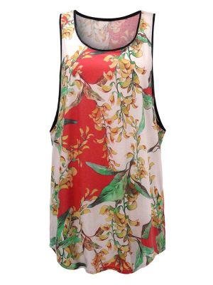 Women Summer Sleeveless Flower Printing Sexy Loose Tank Tops