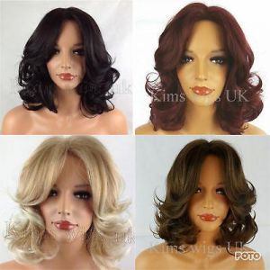 SHORT CURLY WIG BLACK/DARK BROWN, RED, BLONDE MEDIUM BROWN LADIES WOMENS UK