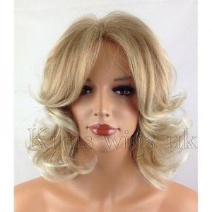 BLONDE LADIES WIG WOMENS SHORT CURLY SHOULDER LENGTH FASHION HAIR FULL HEAD UK