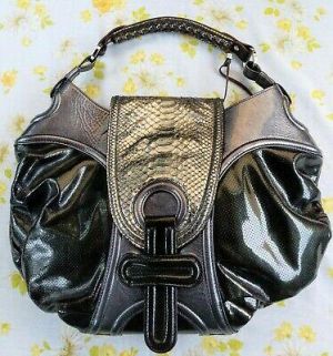 Bargain sales Women bags\Wallets Pauric Sweeney Ryder Python Shoulder Bag Silver Black Purse Large Designer Brand