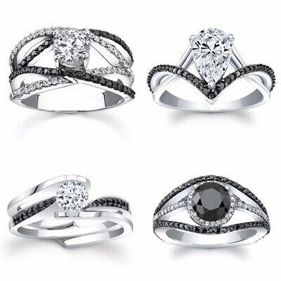 Bargain sales Women Fashion 925 Silver Rings Jewelry Black Sapphire Wedding Ring Size 6-10