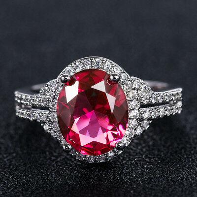 Bargain sales Luxury 925 Silver Jewelry Wedding Rings for Women Oval Cut Garnet Size 6-10