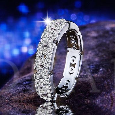 Bargain sales Elegant Women Round Cut White Sapphire 925 Silver Wedding Party Ring Size 6-10