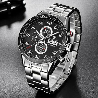 Bargain sales 43mm Pagani Design Chronograph Date Business Stainless Strap Quartz Mens Watch