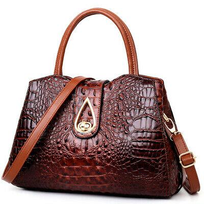 Bargain sales Womens PU Crocodile Embossed Elegant Handbags Leather Satchel Tote CrossBody Bag