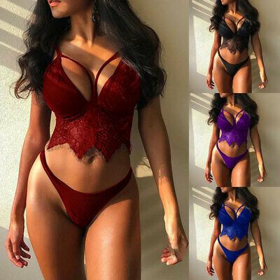 Bargain sales Lace Triangle Bra Bralette Low Waist Thong G-string Underwear Sexy Lingerie Set#