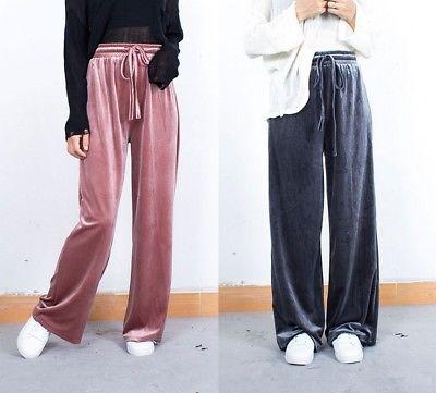 Bargain sales Womens Fashion Glossy Velvet Trousers High Waisted Loose Wide Leg Flared Pants B