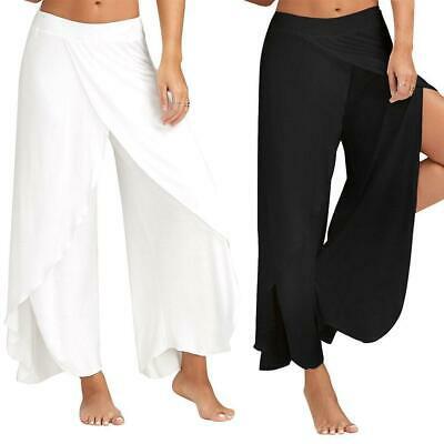 Bargain sales Female Slit Flared Palazzo Trousers Wide Leg High Loose Chiffon Harem Yoga Pants