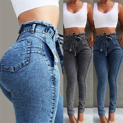 Bargain sales Long skinny pencil jeans denim drawstring slim trousers pants elastic waist