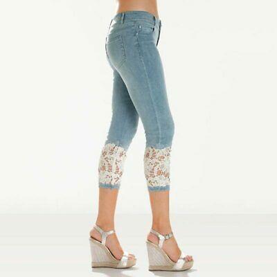Bargain sales Womens slim capri pants cropped trousers Jeans skinny pencil lace high waist