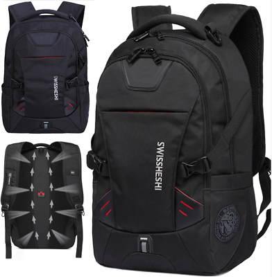 Bargain sales Mens Black 15" Satchel Laptop Business Travel Bag Oxford School Backpack