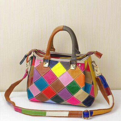 Bargain sales Multi-Color Genuine Leather Patchwork Women Satchel Handbag Shoulder Bag Hi-Q