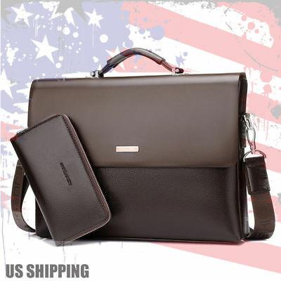Bargain sales New Business Men's Leather Handbag Briefcase Bag Laptop Shoulder Bags