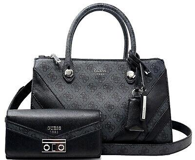 Bargain sales GUESS Women's Logo Satchel Bag & Wallet Set - Black